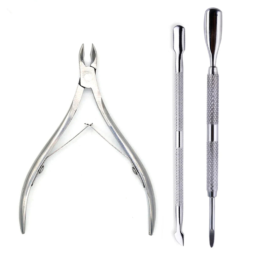 4 unids/set profesional cortador de uñas de acero inoxidable tijeras multifunción empujador de cutículas removedor cuidado de uñas Kits de manicura