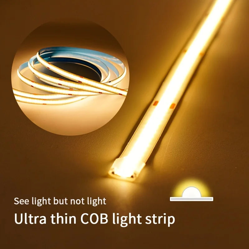 Tira de luces LED COB, atenuador táctil, cinta de diodo Flexible, 5V, USB, iluminación interior lineal, lámpara para habitación, bricolaje, TV, espejo, retroiluminación, decoración de pared