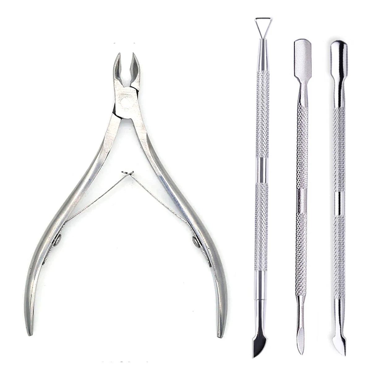 4 unids/set profesional cortador de uñas de acero inoxidable tijeras multifunción empujador de cutículas removedor cuidado de uñas Kits de manicura