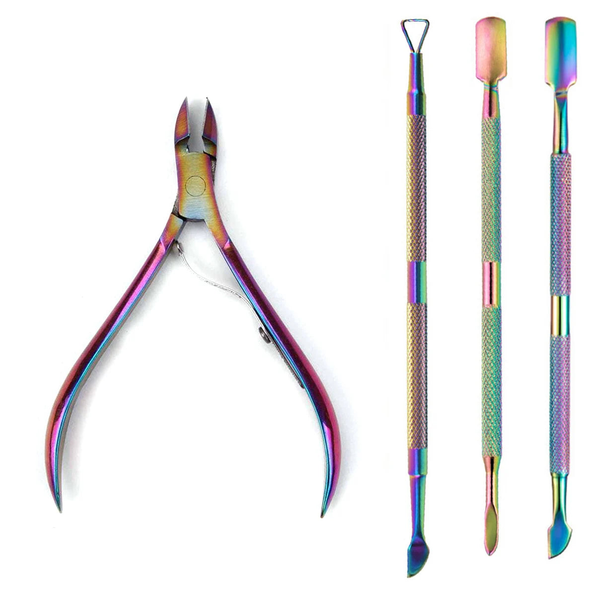 4 unids/set profesional cortador de uñas de acero inoxidable tijeras multifunción empujador de cutículas removedor cuidado de uñas Kits de manicura