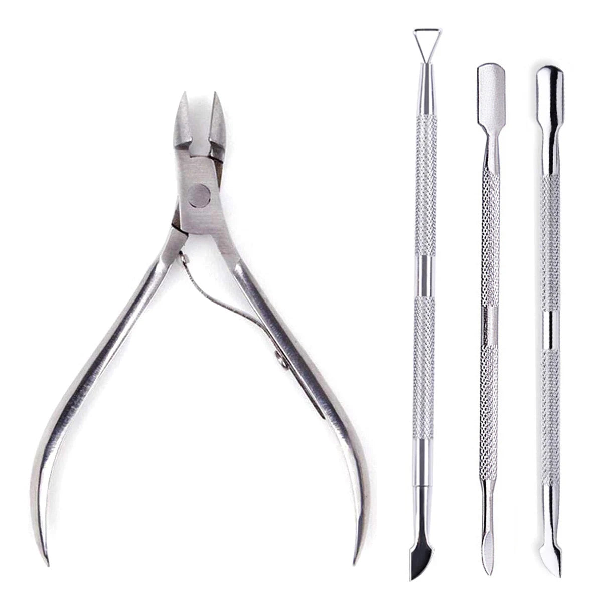 4 unids/set profesional cortador de uñas de acero inoxidable tijeras multifunción empujador de cutículas removedor cuidado de uñas Kits de manicura