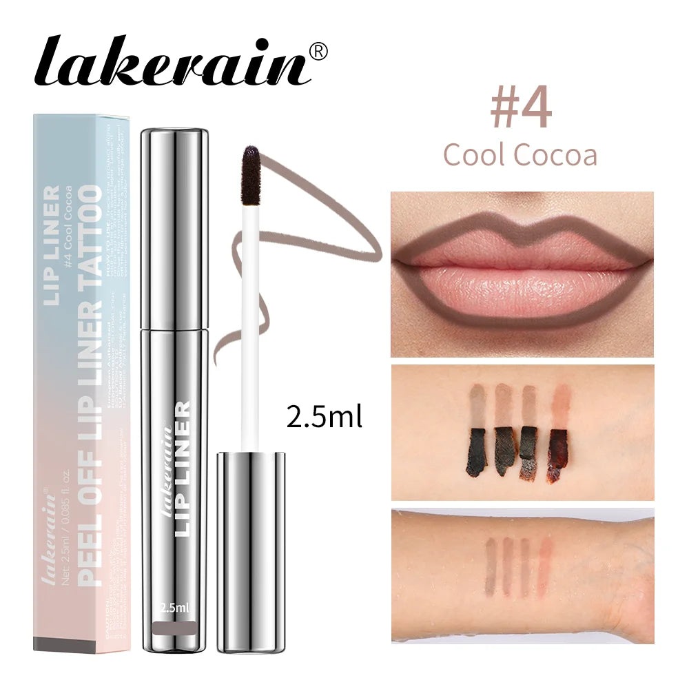 Delineador de labios impermeable, tatuaje, brillo de labios, tinte de labios mate de larga duración, contorno marrón, cosmético de manchas de labios