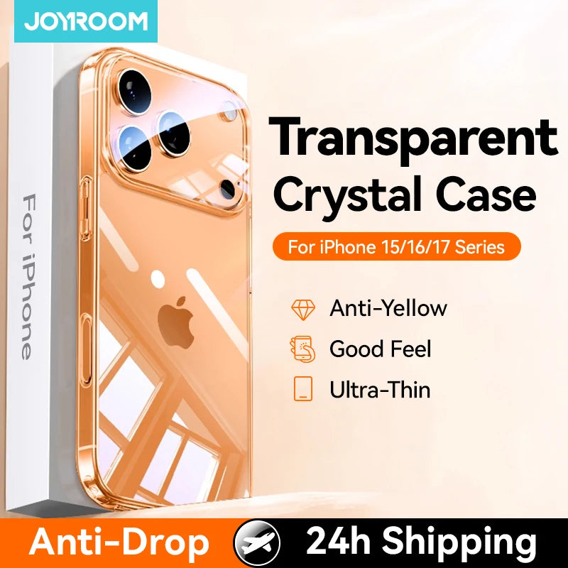 Joyroom para iPhone 17 16 15 Pro Max funda protectora de lente funda antiamarilla para iPhone 17 16 Pro Max cubierta transparente a prueba de golpes