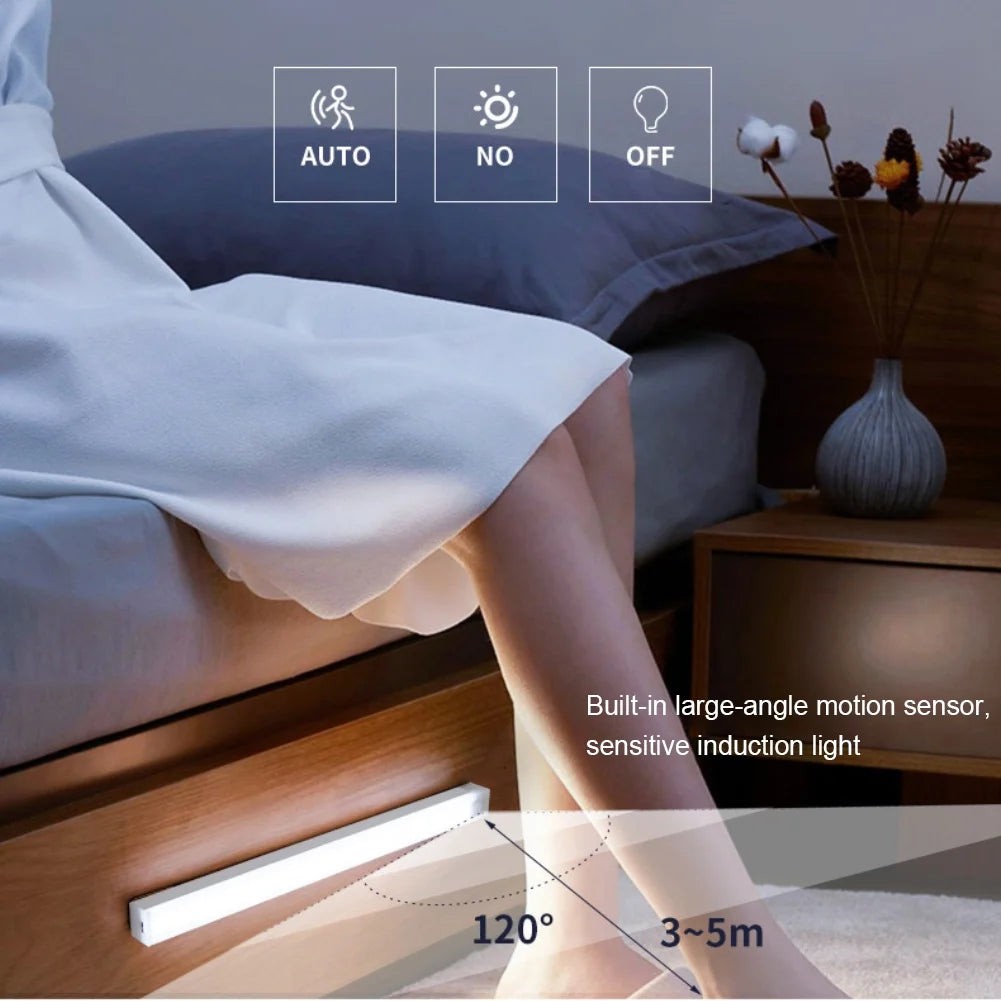 Luz LED con Sensor de movimiento, luz nocturna LED inalámbrica tipo C, luz recargable para armario, lámpara de armario, retroiluminación de escalera para cocina