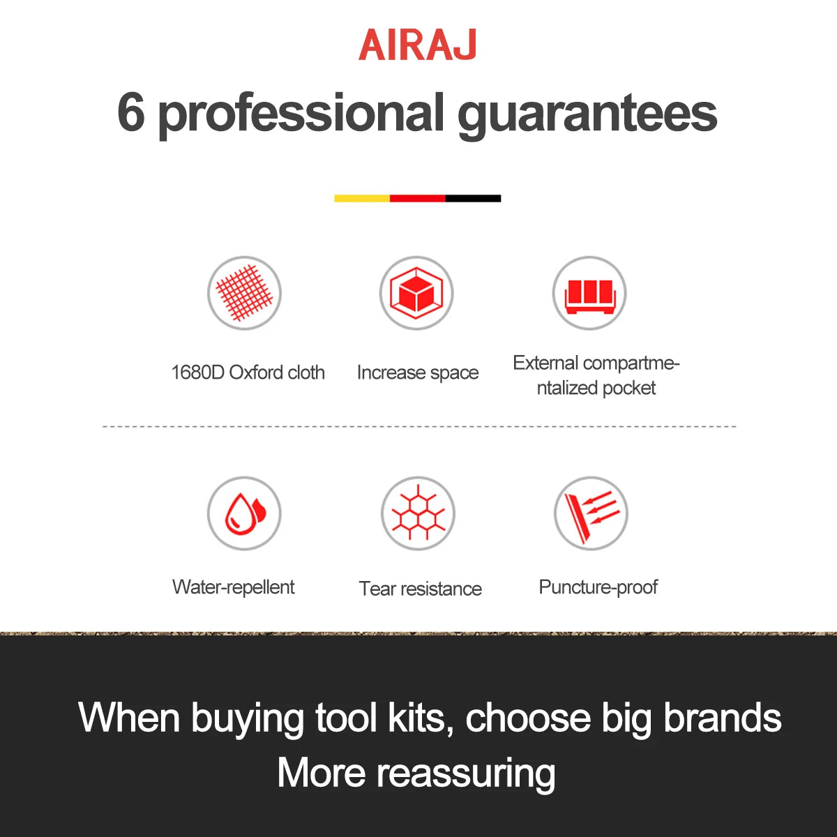 AIRAJ Bolsas de herramientas multifuncionales Bolsas de electricista de tela Oxford 1680D Bolsas de almacenamiento de alta capacidad impermeables y resistentes al desgaste