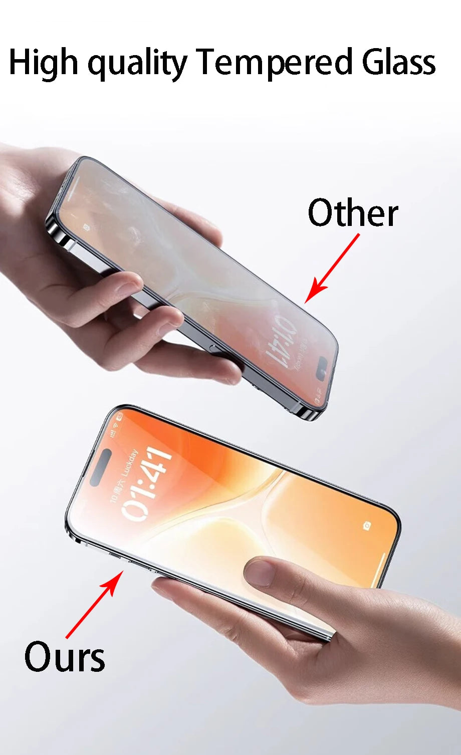 Protector de pantalla de vidrio templado para iPhone, película protectora para iPhone 15, 14, 13, 12, 11 Pro Max, 6, 7, 8 Plus, X, XS, Max, XR, 4 unidades