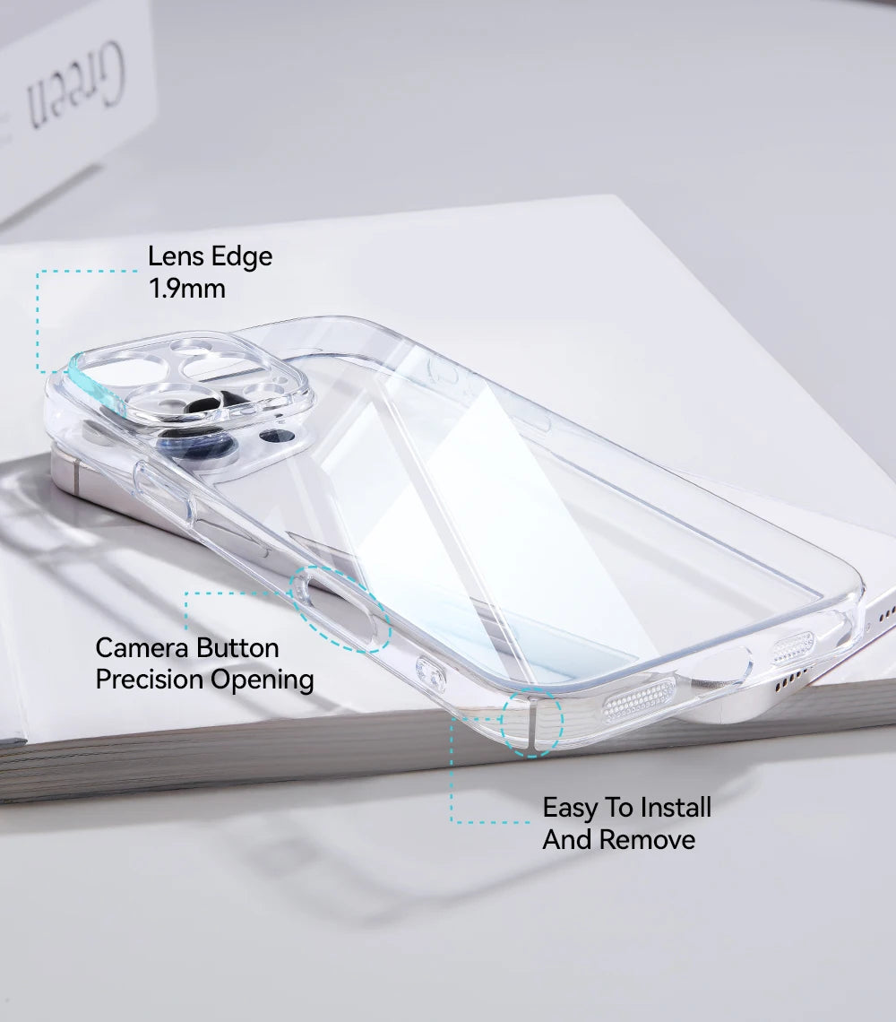 Joyroom para iPhone 17 16 15 Pro Max funda protectora de lente funda antiamarilla para iPhone 17 16 Pro Max cubierta transparente a prueba de golpes