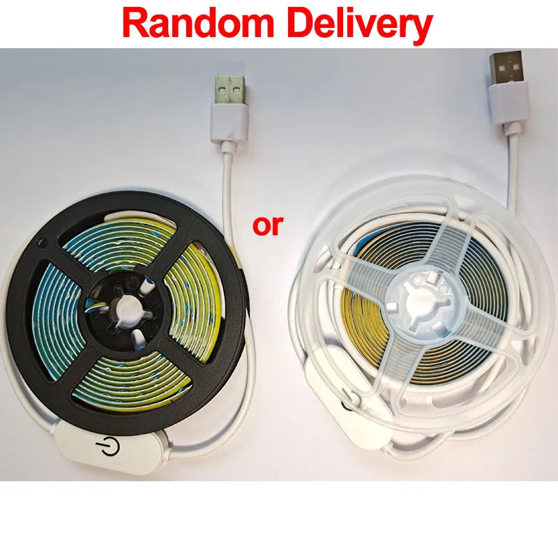 Tira de luces LED COB, atenuador táctil, cinta de diodo Flexible, 5V, USB, iluminación interior lineal, lámpara para habitación, bricolaje, TV, espejo, retroiluminación, decoración de pared