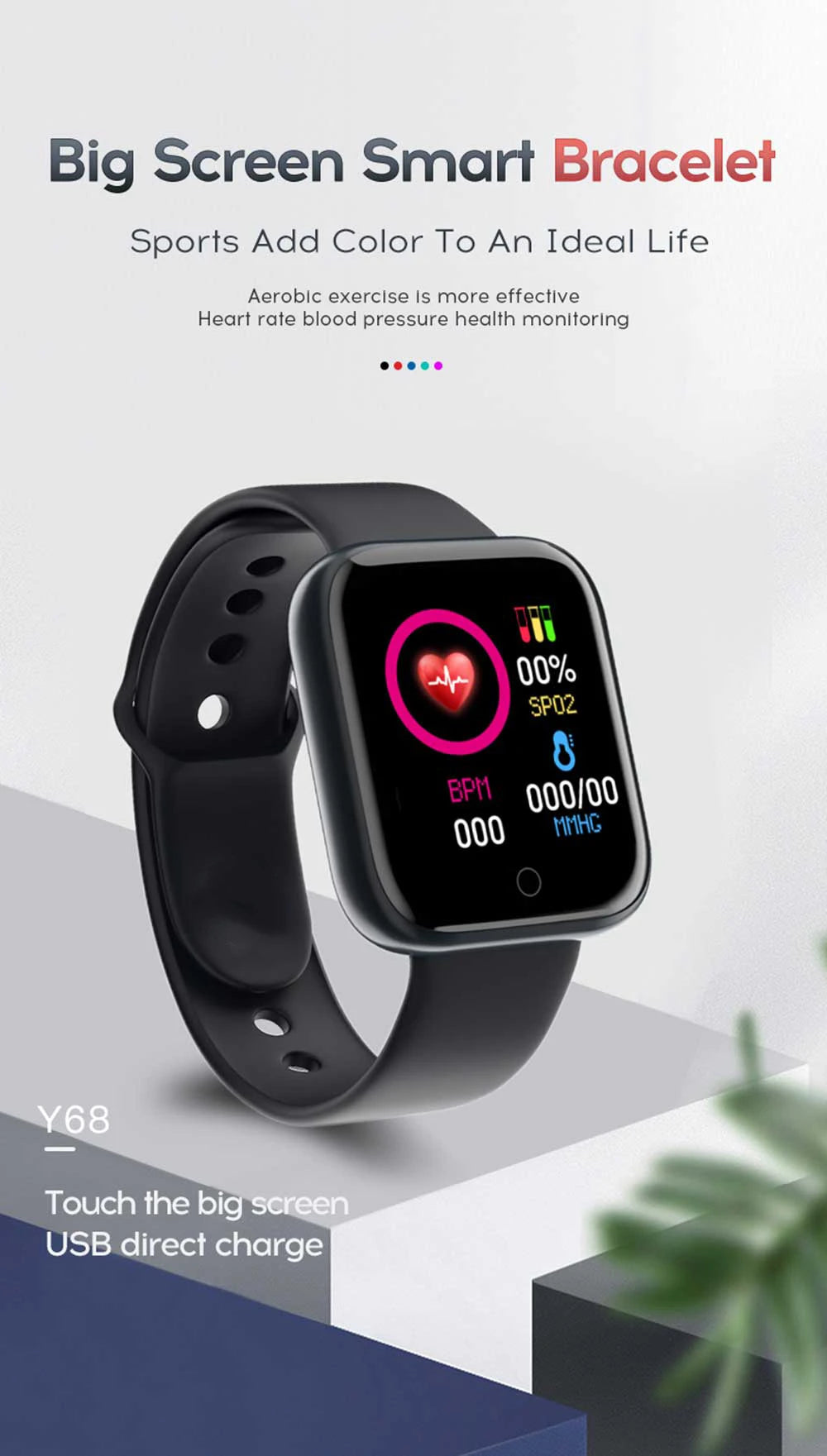 Reloj inteligente Y68 D20 para hombres, mujeres y niños, reloj inteligente con recordatorio de música, Control de calorías y distancia, rastreador de Fitness, relojes con alarma