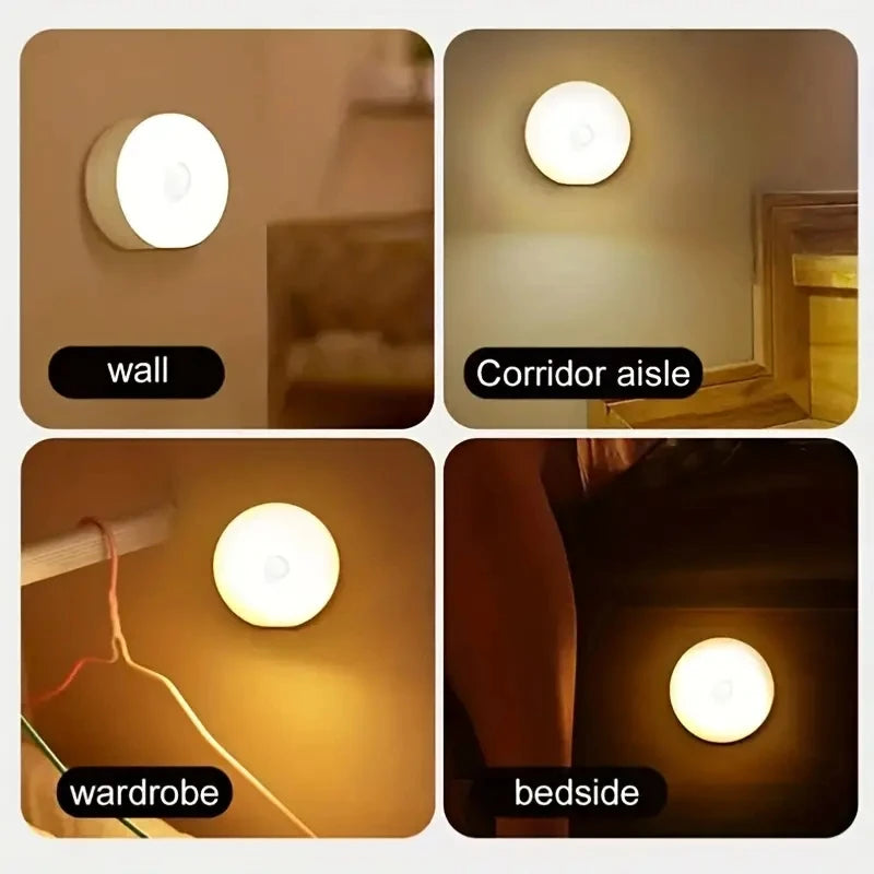 Luz nocturna con Sensor de movimiento, lámpara detectora LED inalámbrica para dormitorio, escalera, armario y decoración de habitación, 1 unidad