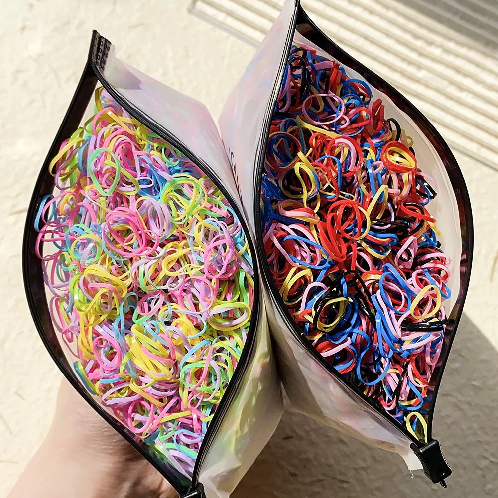 Banda de goma desechable de colores para niña, diadema para el pelo, coleteros, accesorios para el cabello, 500/1000/2000 piezas