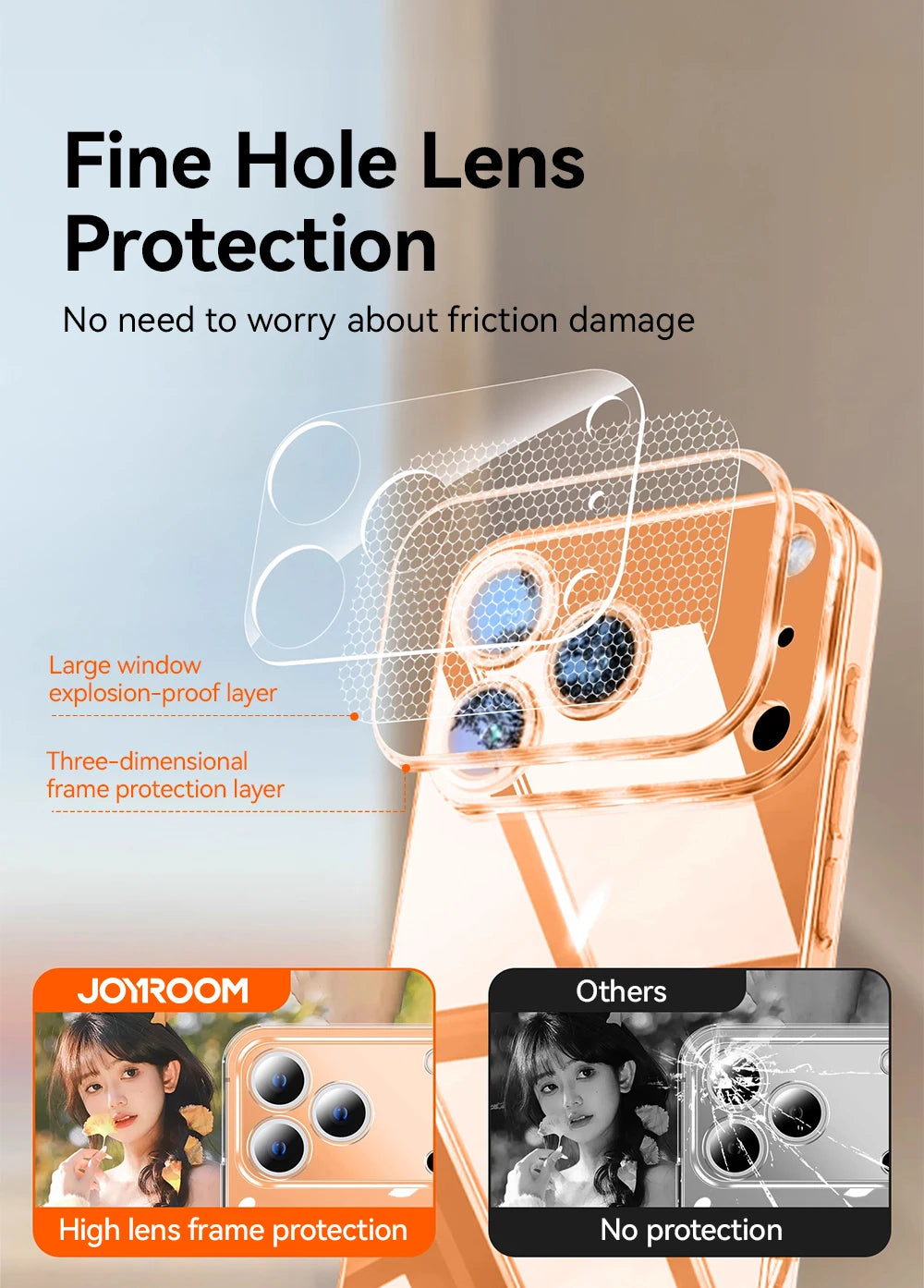 Joyroom para iPhone 17 16 15 Pro Max funda protectora de lente funda antiamarilla para iPhone 17 16 Pro Max cubierta transparente a prueba de golpes