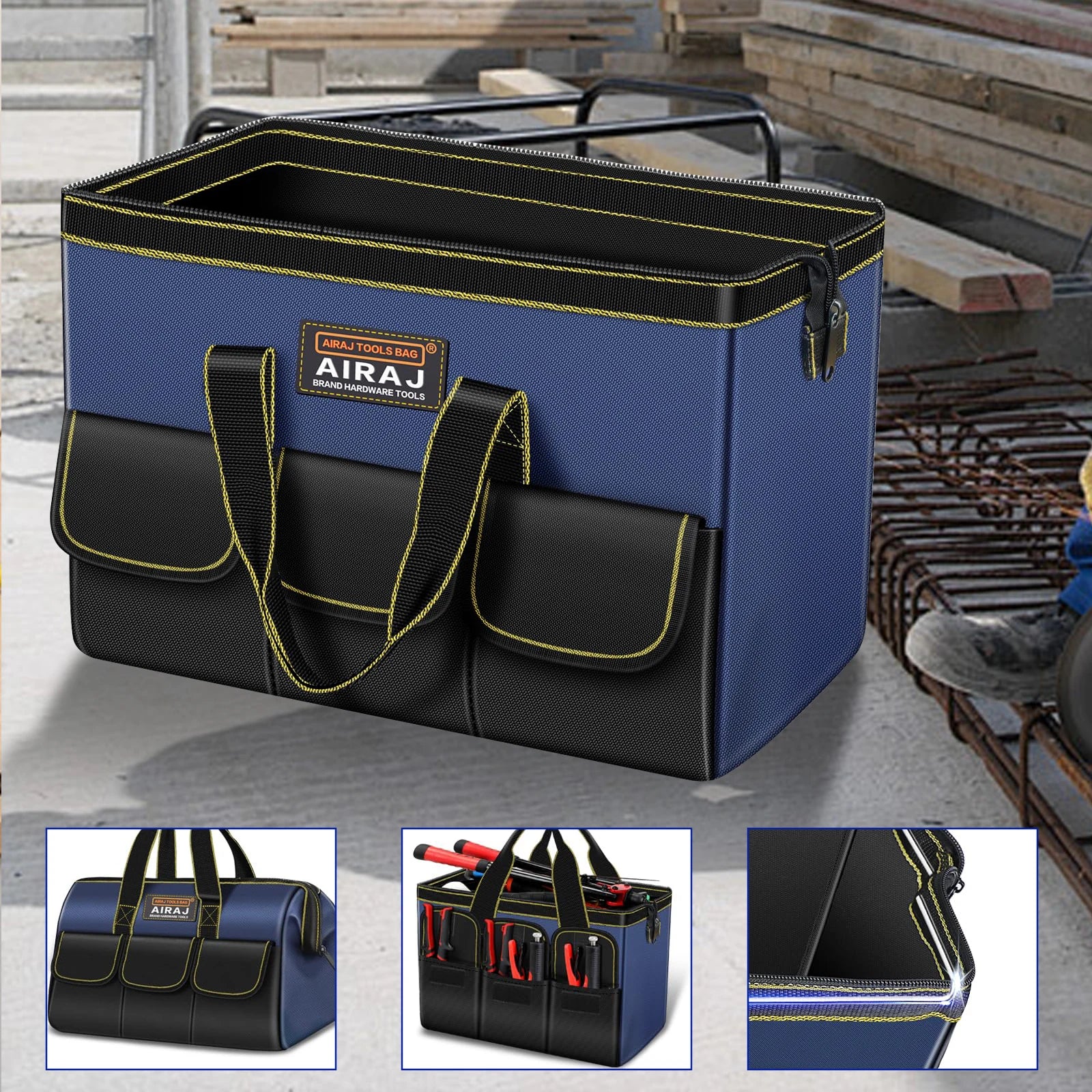 AIRAJ Bolsas de herramientas multifuncionales Bolsas de electricista de tela Oxford 1680D Bolsas de almacenamiento de alta capacidad impermeables y resistentes al desgaste
