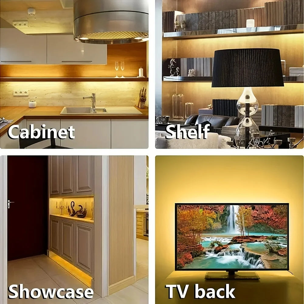 Tira de luces LED con detección manual, Sensor de encendido y apagado de movimiento, 5V, USB, 30LED/M, cinta de luces de diodo para decoración de armario, iluminación de cocina