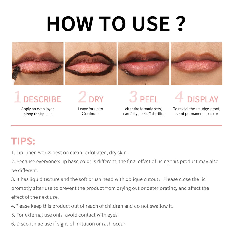 Delineador de labios impermeable, tatuaje, brillo de labios, tinte de labios mate de larga duración, contorno marrón, cosmético de manchas de labios