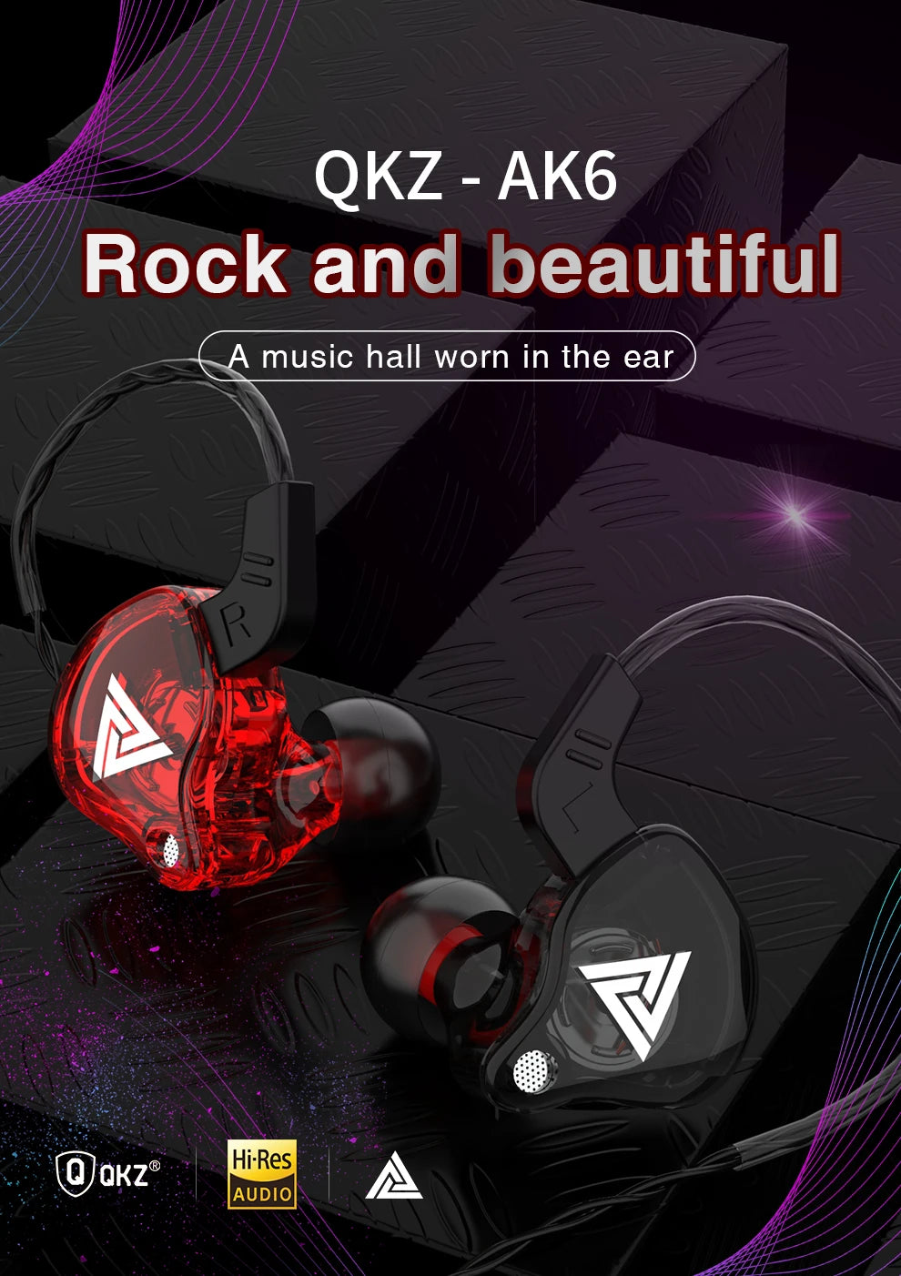 Original QKZ AK6 auriculares internos 6 unidad de controlador dinámico auriculares con micrófono estéreo deportes HIFI Subwoofer auriculares Monitor auriculares