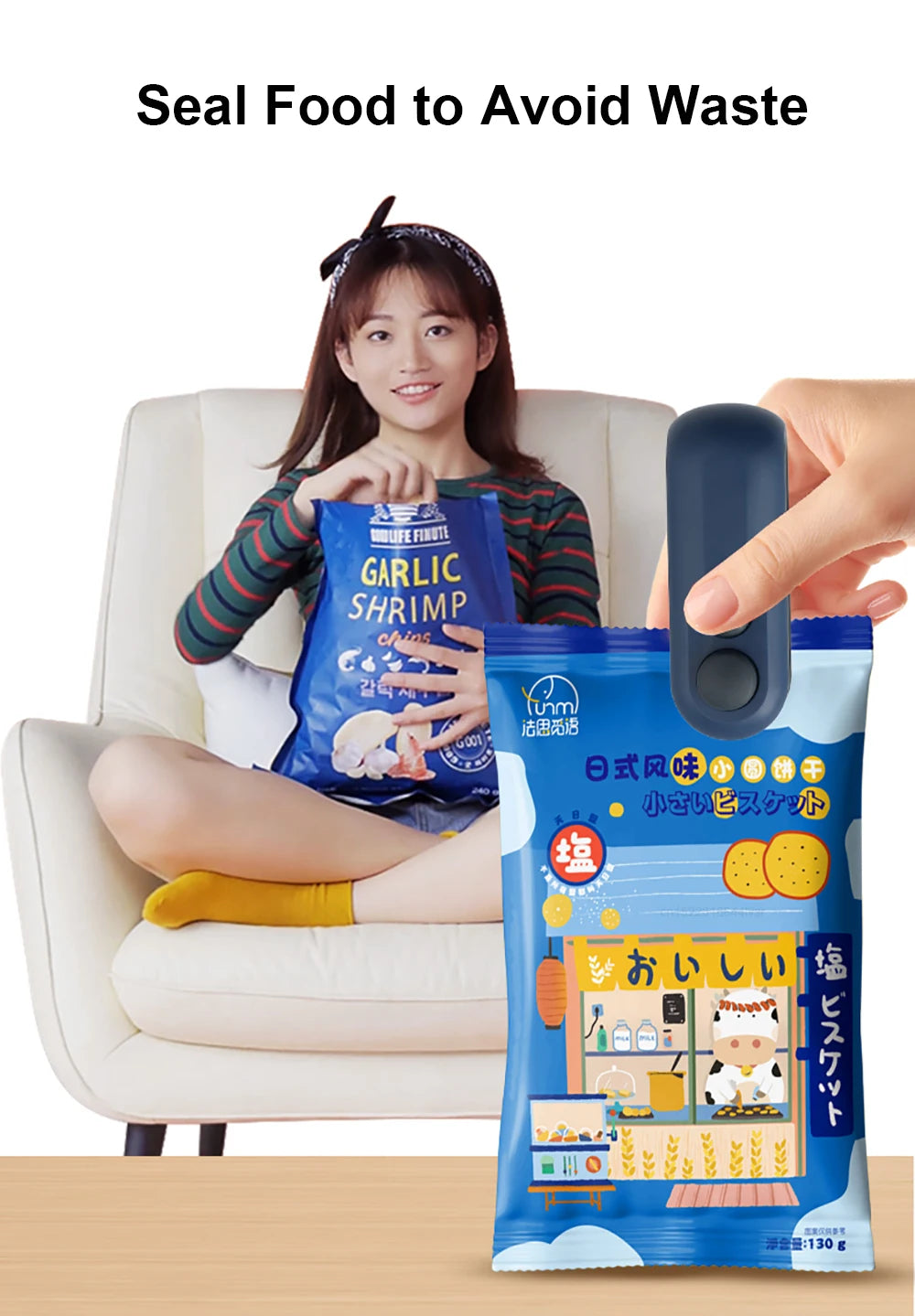 Mini máquina de sellado de bolsas de calor, sellador de paquetes de bolsas de plástico, sellador de bolsas de Clip, sellador de mano, embalaje de alimentos, sellador de calor