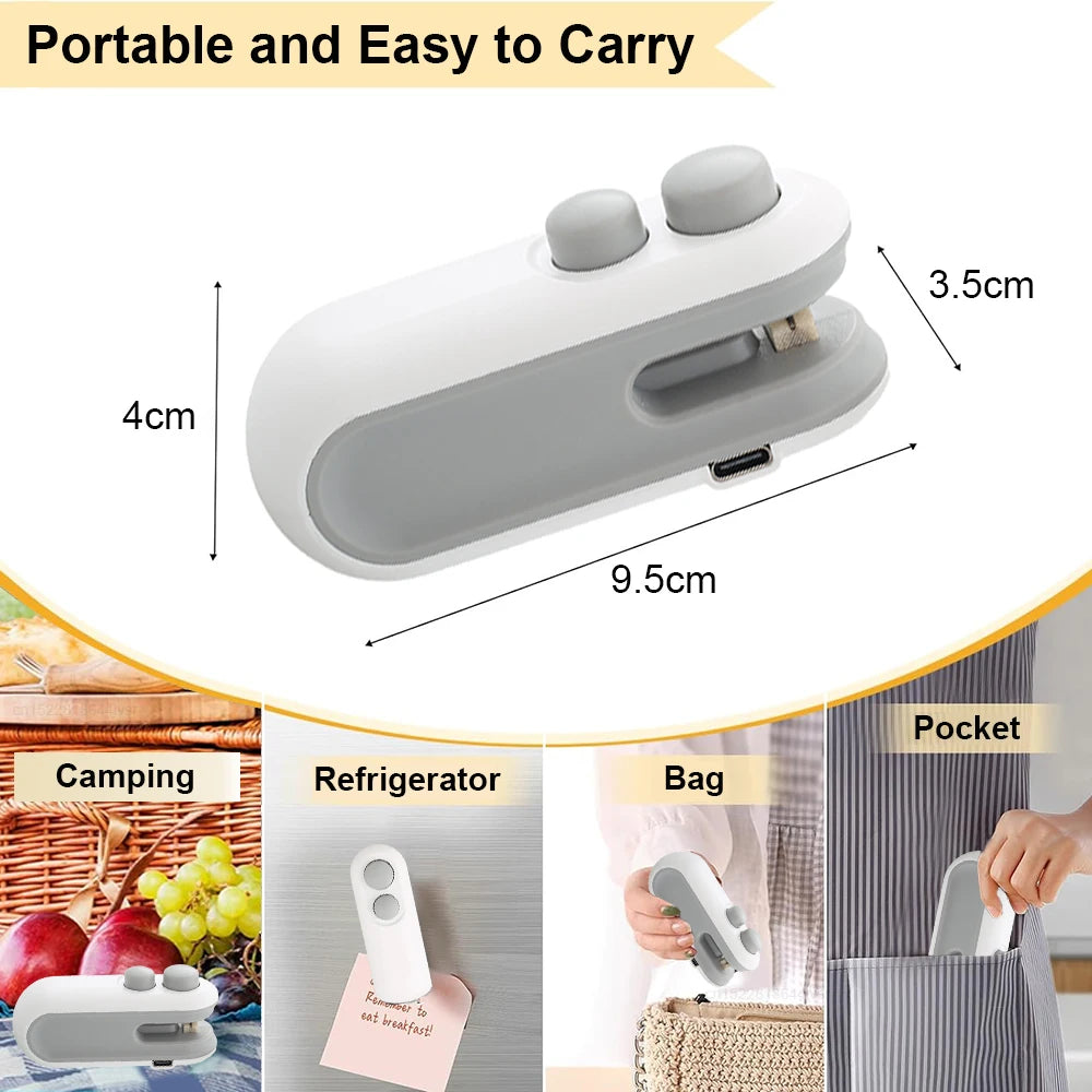Mini máquina de sellado de bolsas de calor, sellador de paquetes de bolsas de plástico, sellador de bolsas de Clip, sellador de mano, embalaje de alimentos, sellador de calor