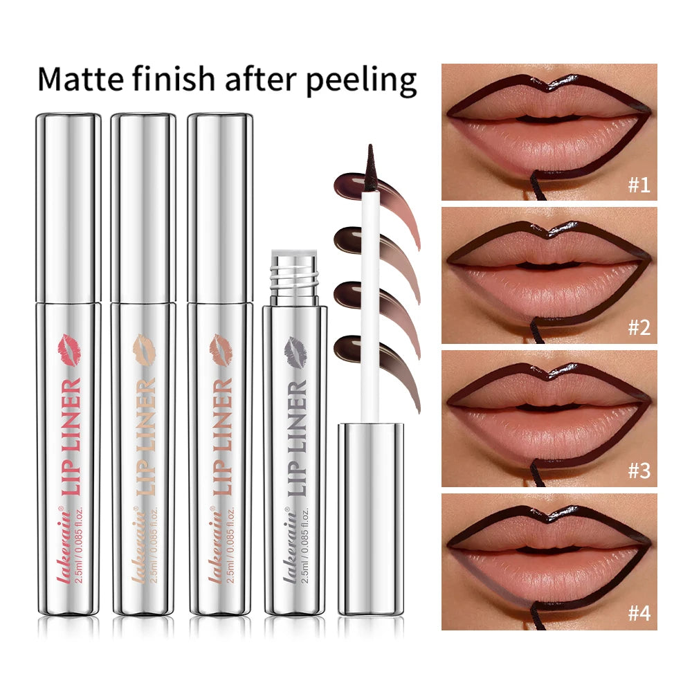 Delineador de labios impermeable, tatuaje, brillo de labios, tinte de labios mate de larga duración, contorno marrón, cosmético de manchas de labios