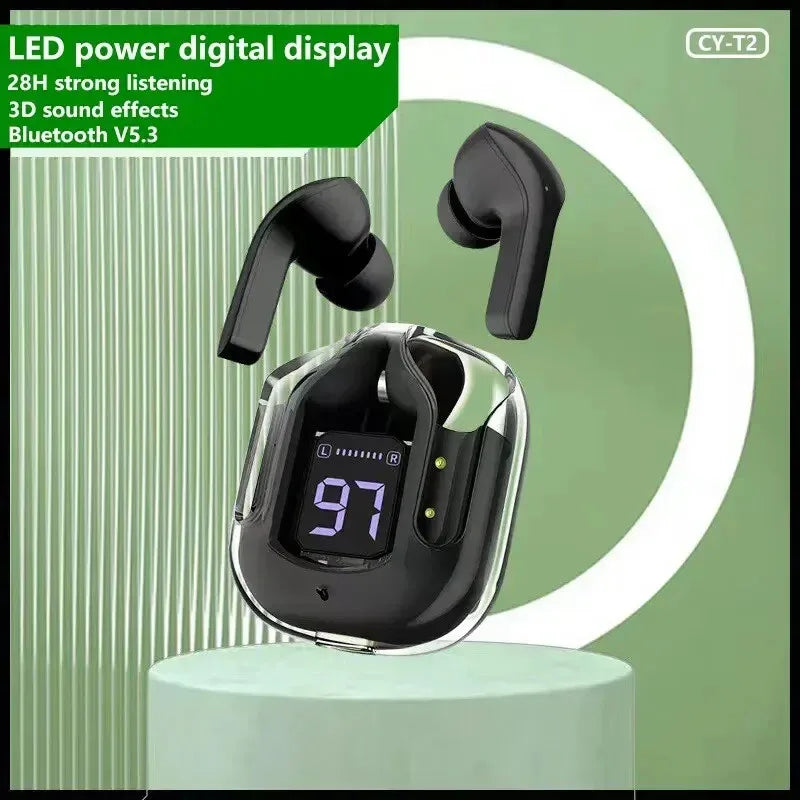 Auriculares inalámbricos T2 originales, cascos con Bluetooth, transparentes, HIFI, LED, pantalla Digital, sonido estéreo, para Xiaomi