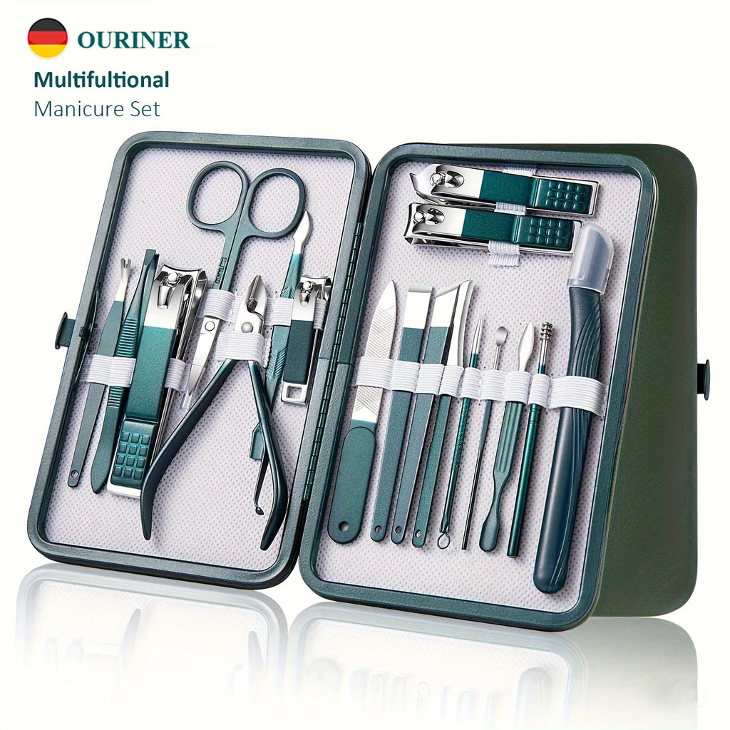 Kit profesional para el cuidado de las uñas, juego de manicura y pedicura de acero inoxidable, cortaúñas con estuche de viaje, 7/10/12/18 piezas