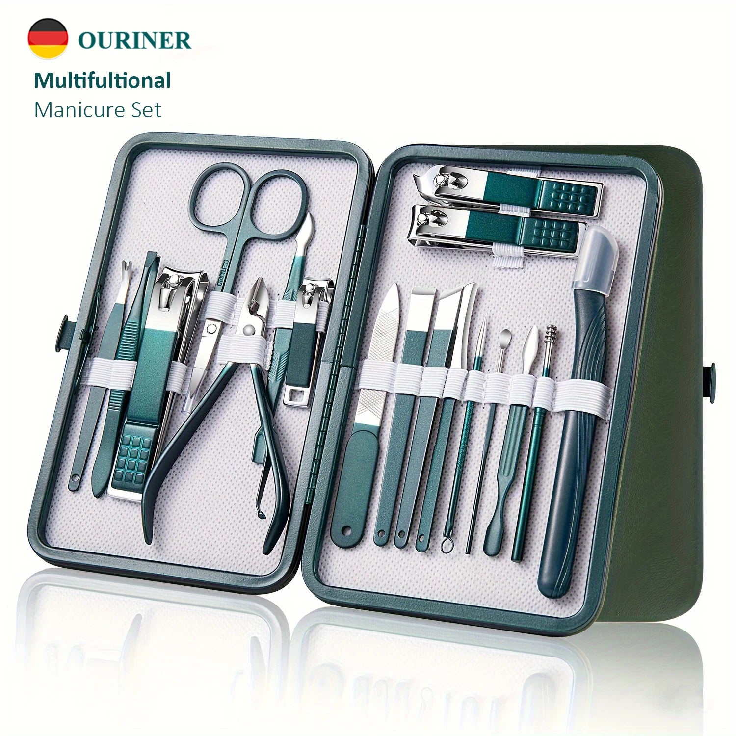 Kit profesional para el cuidado de las uñas, juego de manicura y pedicura de acero inoxidable, cortaúñas con estuche de viaje, 7/10/12/18 piezas