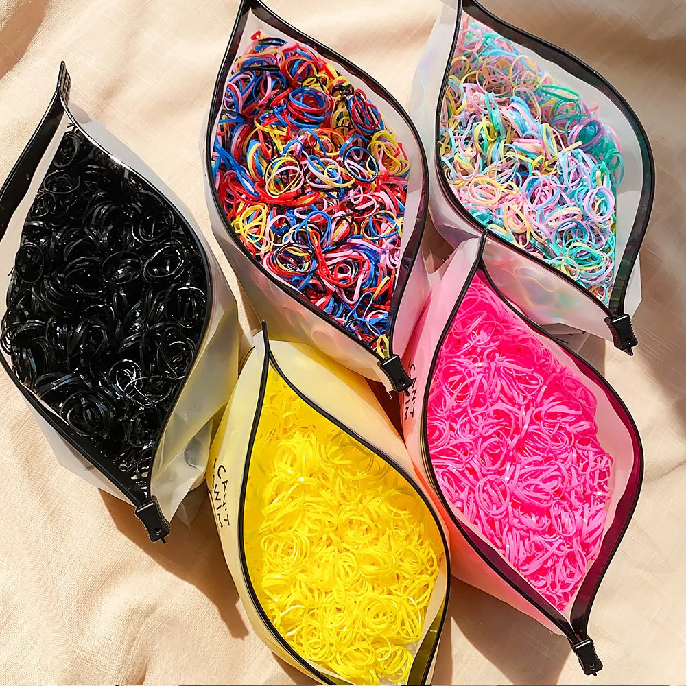 Banda de goma desechable de colores para niña, diadema para el pelo, coleteros, accesorios para el cabello, 500/1000/2000 piezas