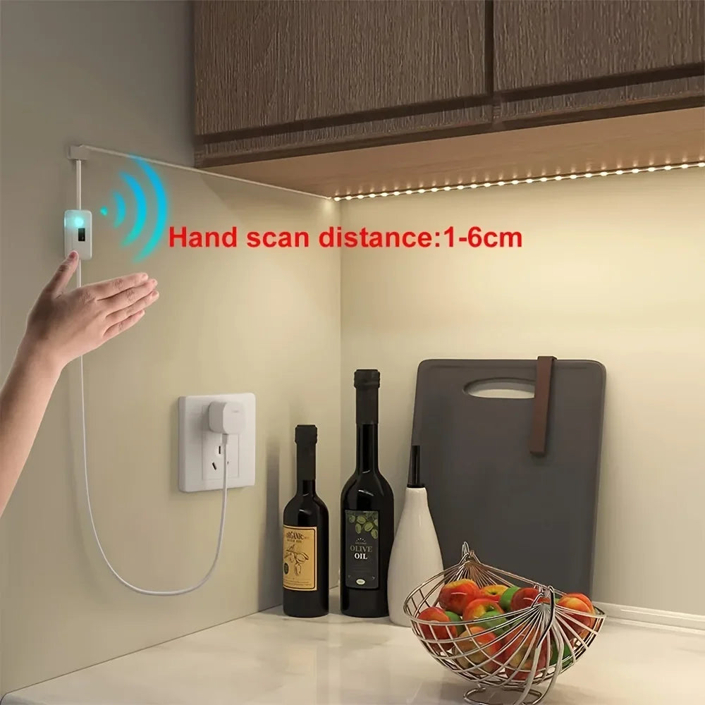 Tira de luces LED con detección manual, Sensor de encendido y apagado de movimiento, 5V, USB, 30LED/M, cinta de luces de diodo para decoración de armario, iluminación de cocina