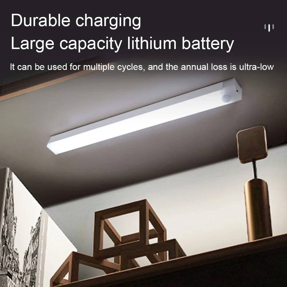 Luz LED con Sensor de movimiento, luz nocturna LED inalámbrica tipo C, luz recargable para armario, lámpara de armario, retroiluminación de escalera para cocina