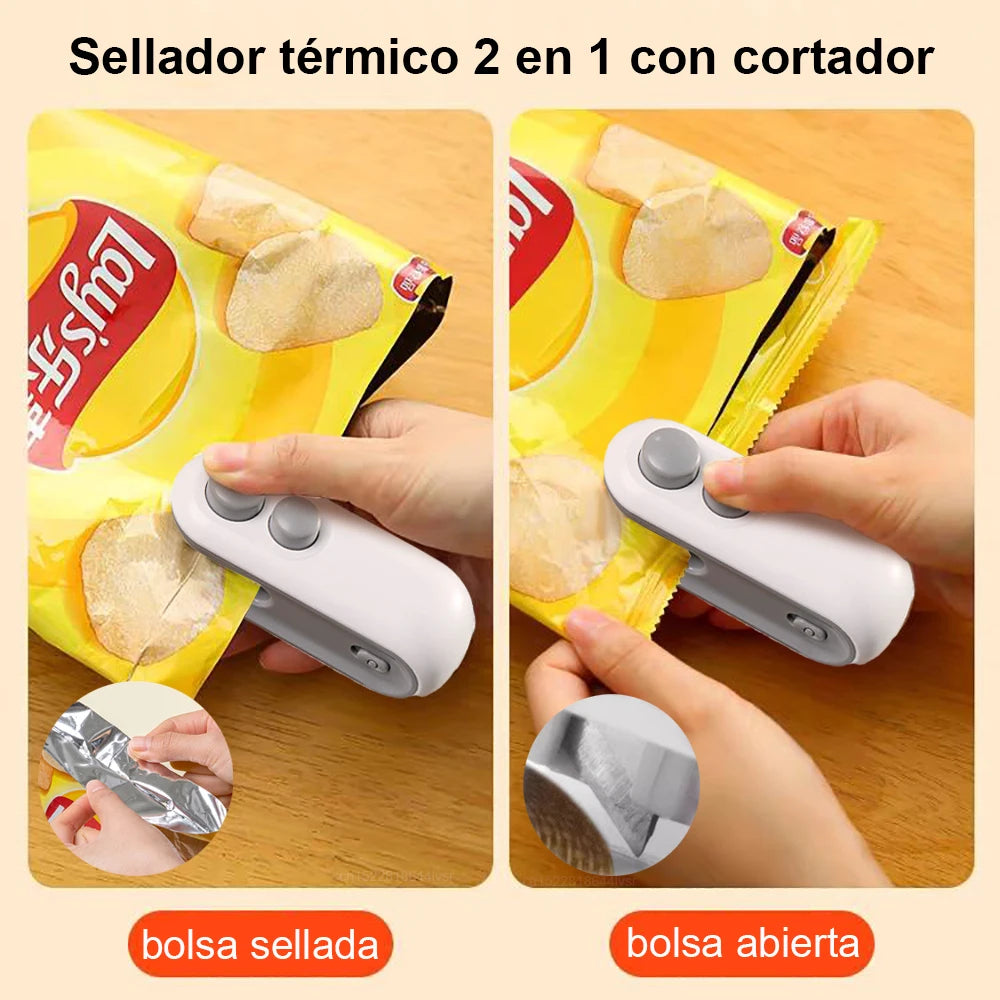 Mini máquina de sellado de bolsas de calor, sellador de paquetes de bolsas de plástico, sellador de bolsas de Clip, sellador de mano, embalaje de alimentos, sellador de calor