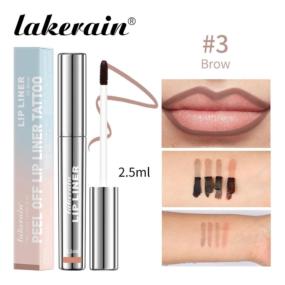 Delineador de labios impermeable, tatuaje, brillo de labios, tinte de labios mate de larga duración, contorno marrón, cosmético de manchas de labios
