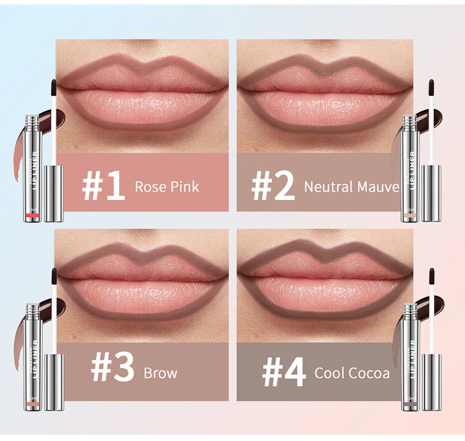 Delineador de labios impermeable, tatuaje, brillo de labios, tinte de labios mate de larga duración, contorno marrón, cosmético de manchas de labios
