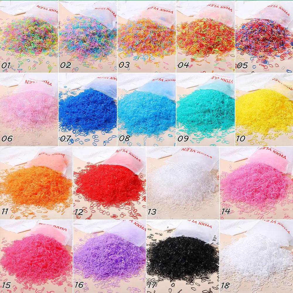 Banda de goma desechable de colores para niña, diadema para el pelo, coleteros, accesorios para el cabello, 500/1000/2000 piezas