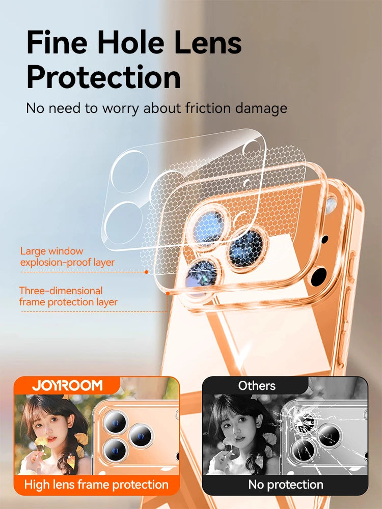 Joyroom para iPhone 17 16 15 Pro Max funda protectora de lente funda antiamarilla para iPhone 17 16 Pro Max cubierta transparente a prueba de golpes