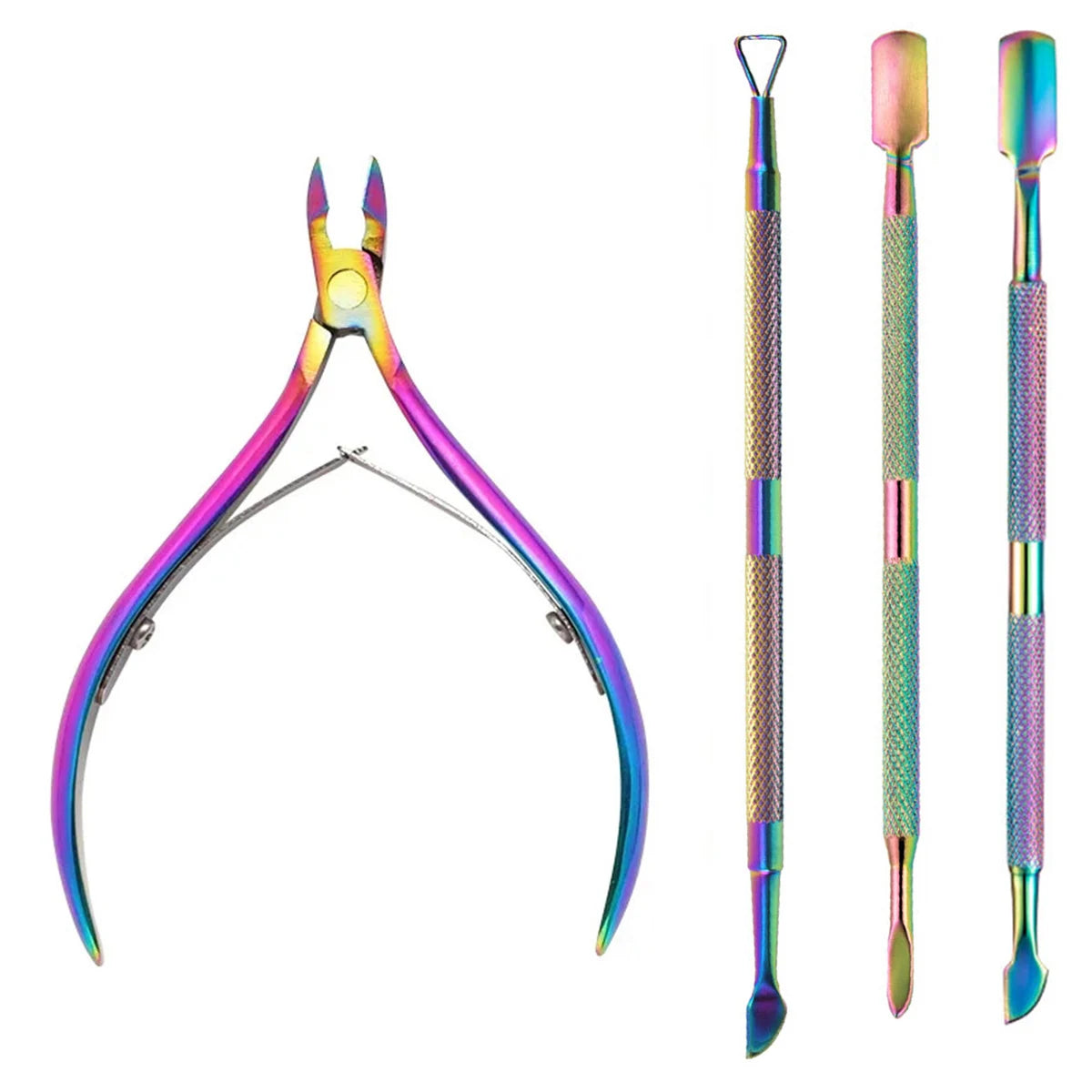4 unids/set profesional cortador de uñas de acero inoxidable tijeras multifunción empujador de cutículas removedor cuidado de uñas Kits de manicura