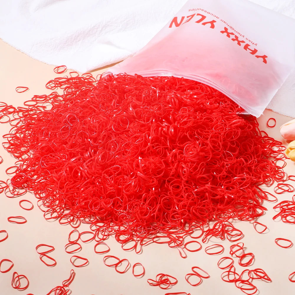 Banda de goma desechable de colores para niña, diadema para el pelo, coleteros, accesorios para el cabello, 500/1000/2000 piezas