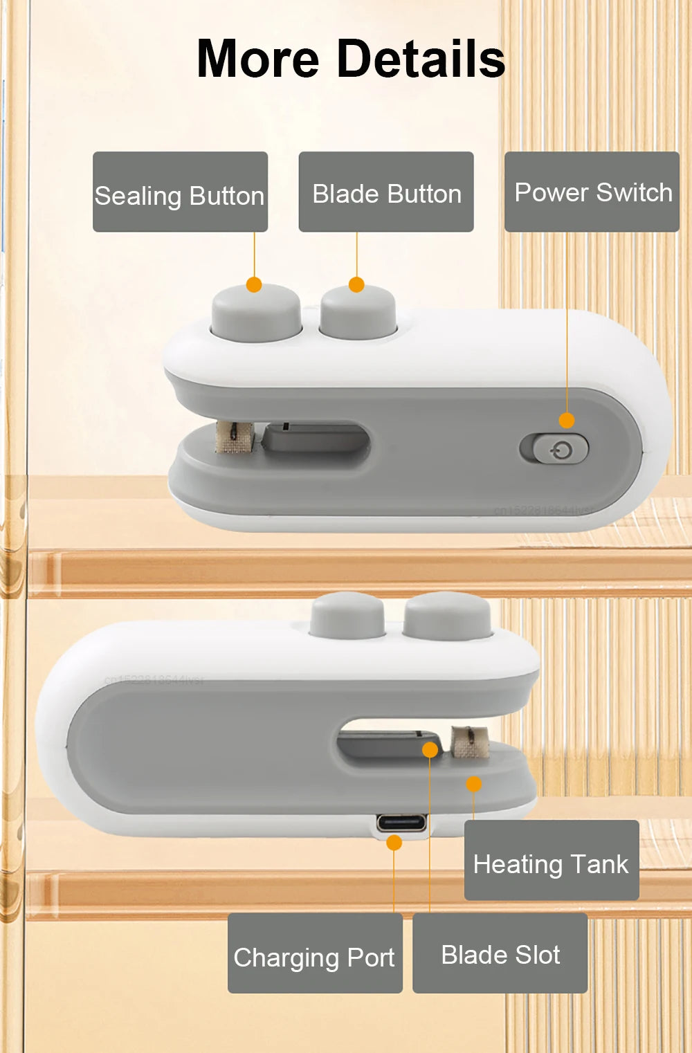 Mini máquina de sellado de bolsas de calor, sellador de paquetes de bolsas de plástico, sellador de bolsas de Clip, sellador de mano, embalaje de alimentos, sellador de calor