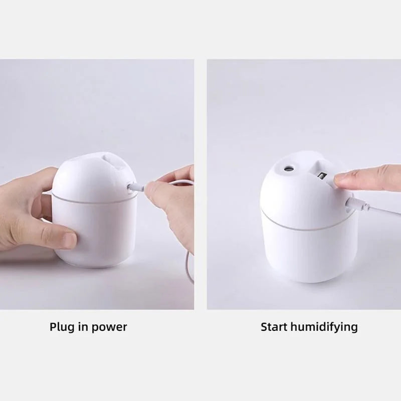 Mini humidificador de aire USB de 250ML, difusor de aceites esenciales aromáticos para el hogar y el coche, generador de niebla silencioso ultrasónico con lámpara LED de Color