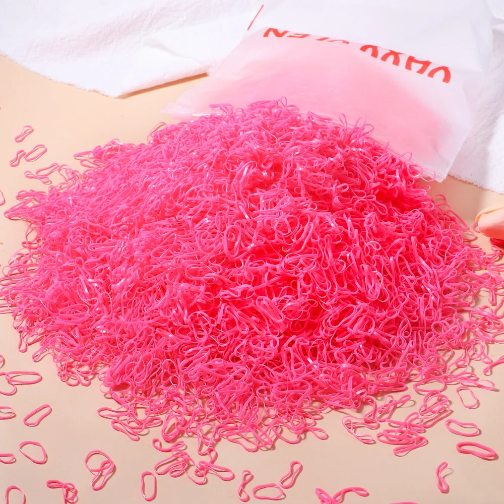 Banda de goma desechable de colores para niña, diadema para el pelo, coleteros, accesorios para el cabello, 500/1000/2000 piezas