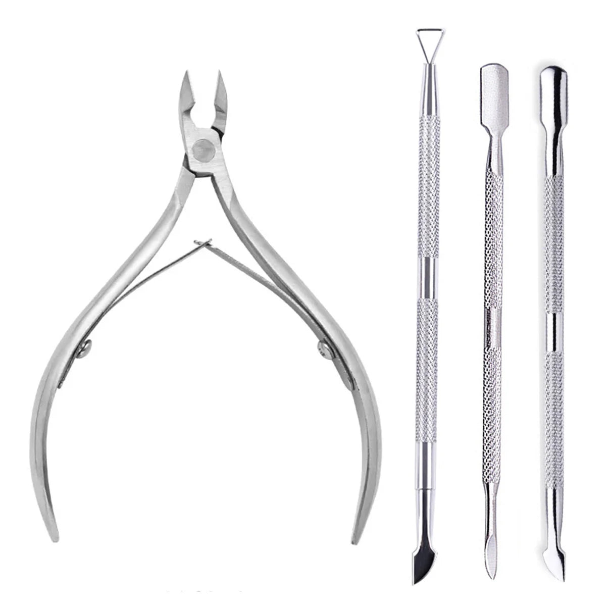 4 unids/set profesional cortador de uñas de acero inoxidable tijeras multifunción empujador de cutículas removedor cuidado de uñas Kits de manicura