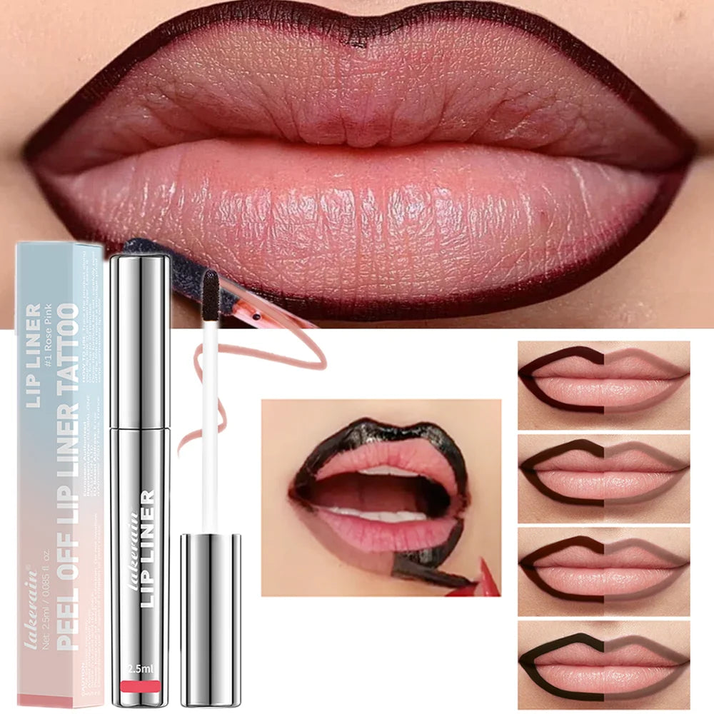 Delineador de labios impermeable, tatuaje, brillo de labios, tinte de labios mate de larga duración, contorno marrón, cosmético de manchas de labios
