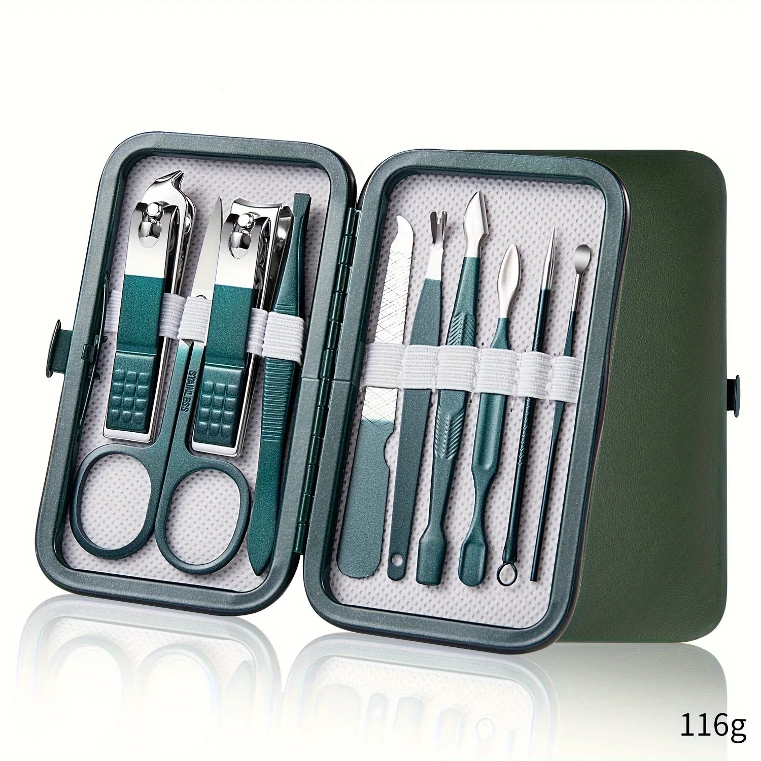 Kit profesional para el cuidado de las uñas, juego de manicura y pedicura de acero inoxidable, cortaúñas con estuche de viaje, 7/10/12/18 piezas
