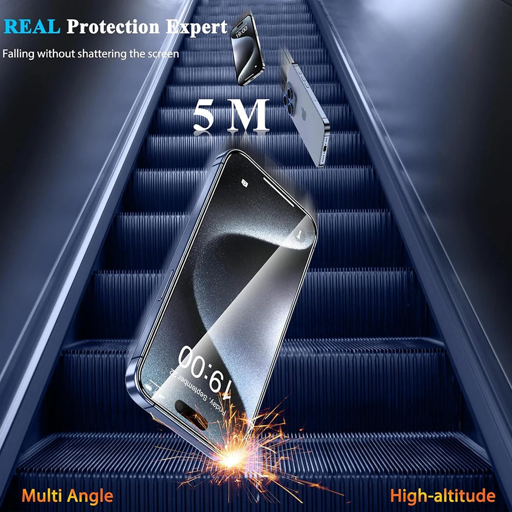 Protector de pantalla de vidrio templado para iPhone, película protectora para iPhone 15, 14, 13, 12, 11 Pro Max, 6, 7, 8 Plus, X, XS, Max, XR, 4 unidades