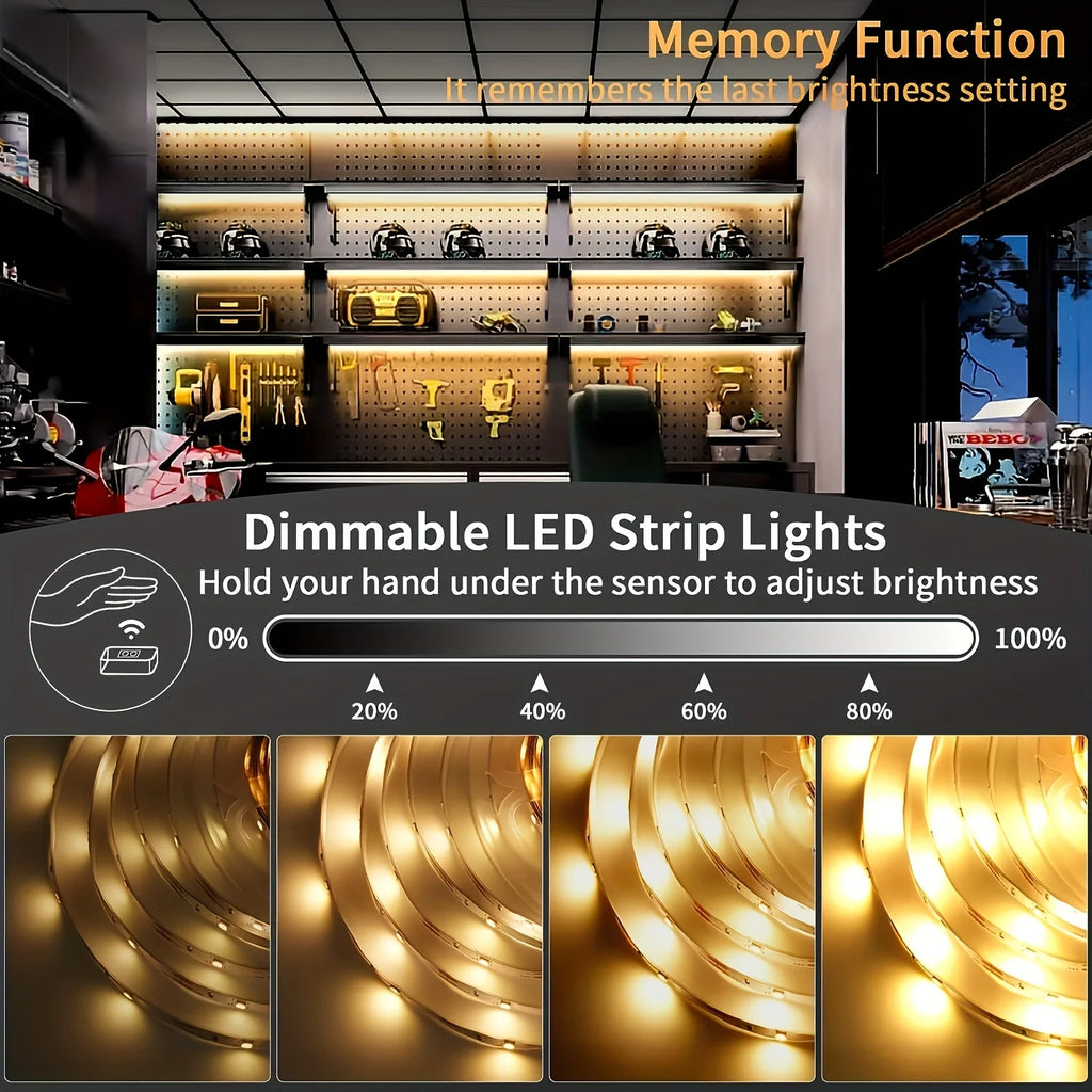 Tira de luces LED con detección manual, Sensor de encendido y apagado de movimiento, 5V, USB, 30LED/M, cinta de luces de diodo para decoración de armario, iluminación de cocina