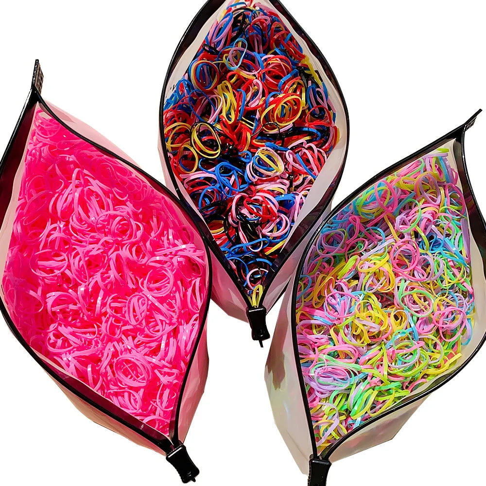 Banda de goma desechable de colores para niña, diadema para el pelo, coleteros, accesorios para el cabello, 500/1000/2000 piezas