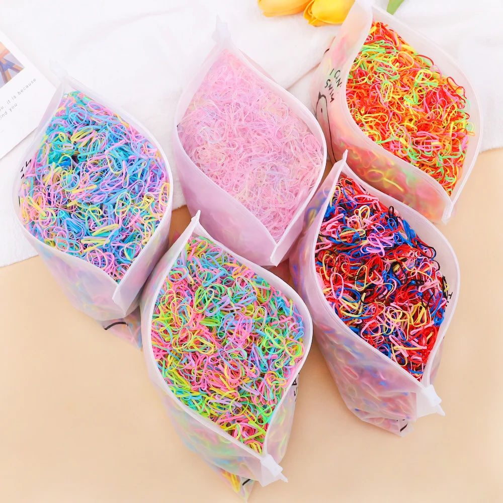 Banda de goma desechable de colores para niña, diadema para el pelo, coleteros, accesorios para el cabello, 500/1000/2000 piezas