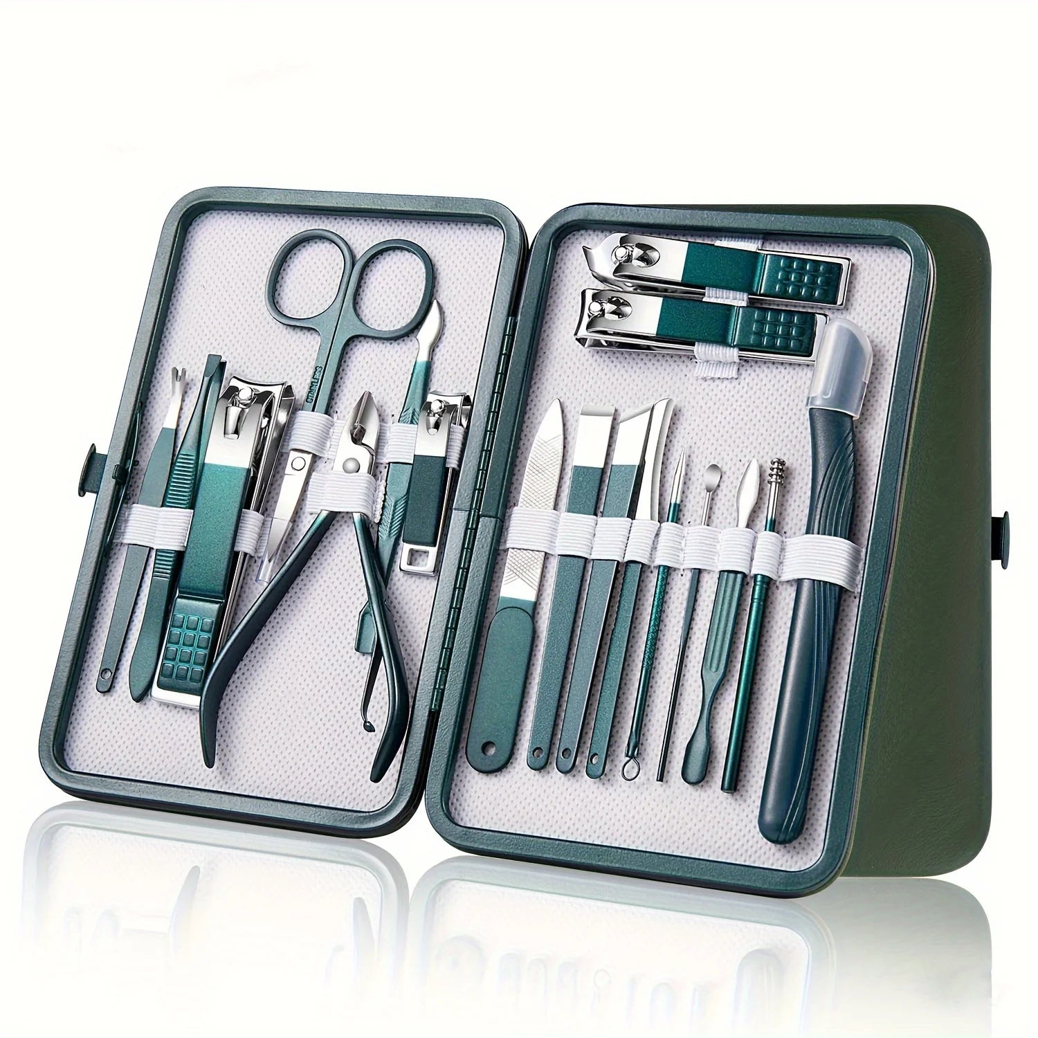 Kit profesional para el cuidado de las uñas, juego de manicura y pedicura de acero inoxidable, cortaúñas con estuche de viaje, 7/10/12/18 piezas
