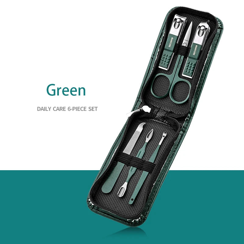 Kit profesional para el cuidado de las uñas, juego de manicura y pedicura de acero inoxidable, cortaúñas con estuche de viaje, 7/10/12/18 piezas