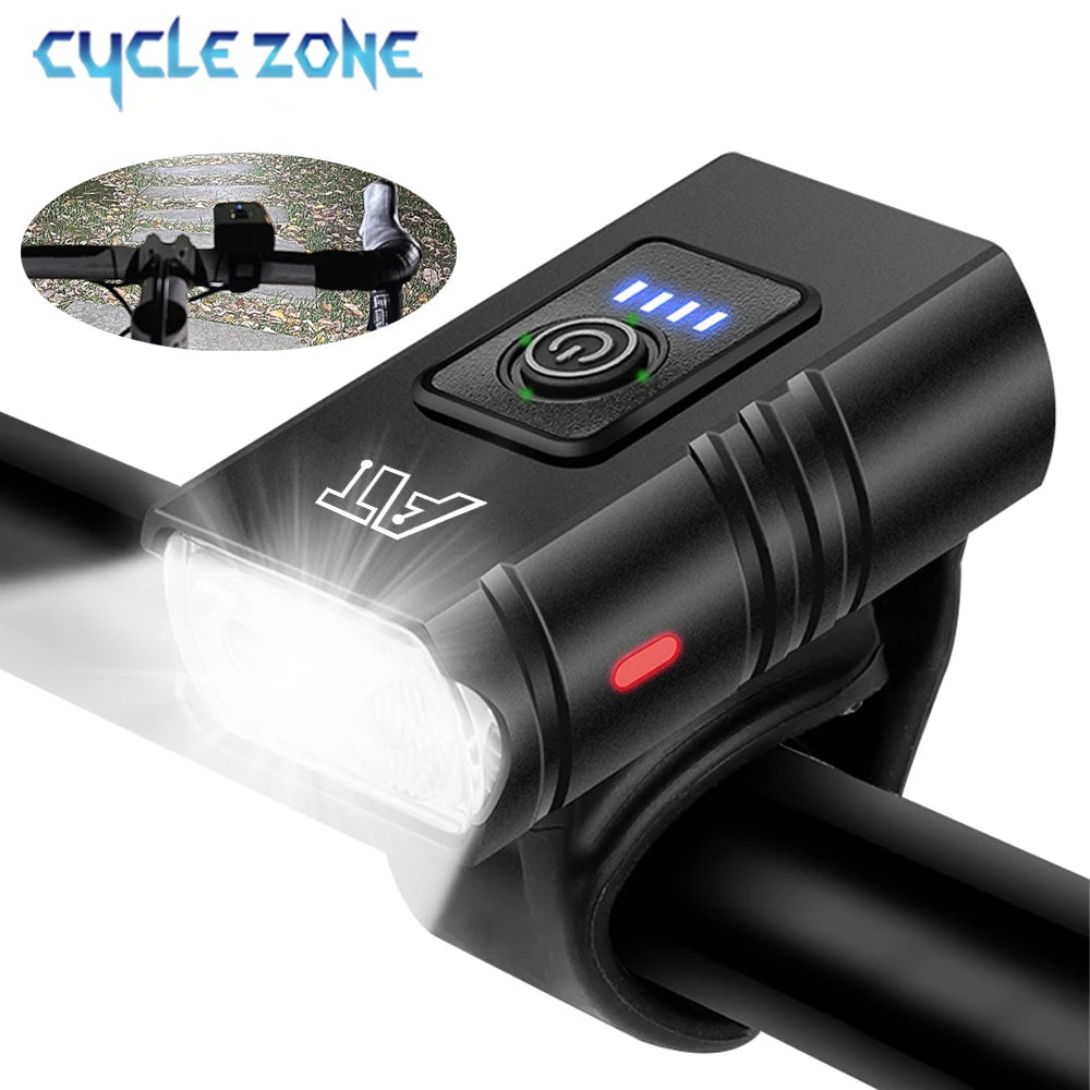 Luz delantera LED para bicicleta, faro recargable tipo C para bicicleta de montaña y carretera, fácil de instalar, accesorios para ciclismo