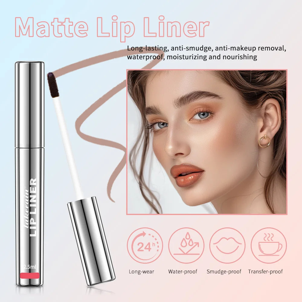 Delineador de labios impermeable, tatuaje, brillo de labios, tinte de labios mate de larga duración, contorno marrón, cosmético de manchas de labios